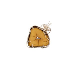 Silver wire-wrapped brown triangular pendant