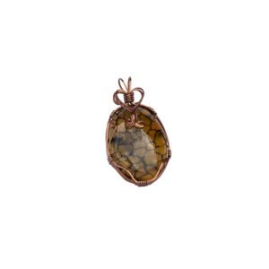 Copper wire-wrapped agate pendant