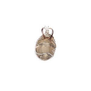 Wire-wrapped oval stone pendant with heart