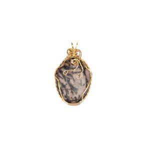 Gold wire-wrapped gemstone pendant