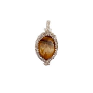 Tiger's eye gemstone pendant with silver setting