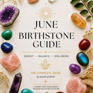 June birthstone guide with colorful crystals
